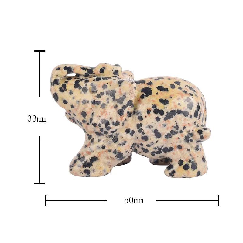 

2 inch Natural Stone dalmatian jasper elephant figurines craft carved Mini animals statues for decoration healing crystals
