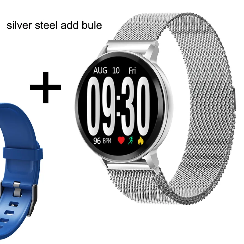 S8 siliver and blue Смарт-часы с Bluetooth, мужские часы для измерения артериального давления, женские Смарт-часы, водонепроницаемые спортивные часы с трекером, WhatsApp для Android Ios - Цвет: S8 siliver and blue