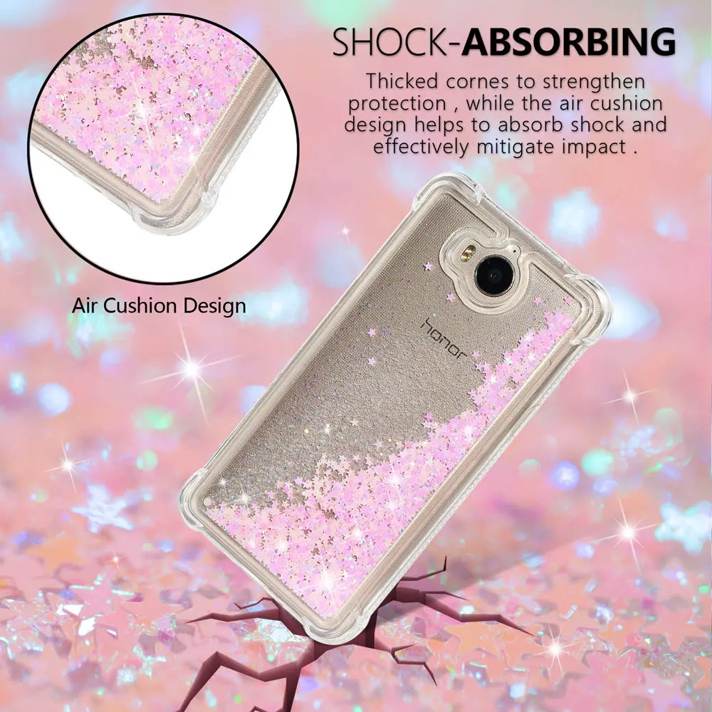 Glitter Stars Cover for Huawei Y5 2017 III MYA L22 Dynamic Liquid Quicksand Soft TPU Back Case Y 5 MYA-L22 |
