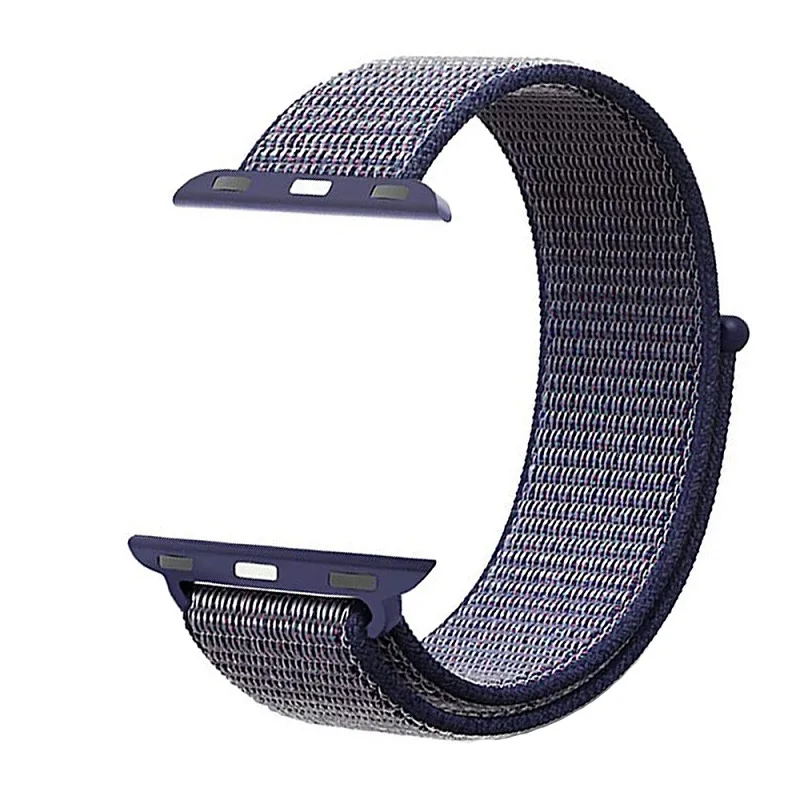 Navy Blue Ремешок для Apple Watch, 38 мм, 42 мм, легкая регулировка, нейлоновый ремешок на липучке для браслетов Apple Watch, ремешок 4, 5, 40 мм, 44 мм - Цвет ремешка: Navy Blue