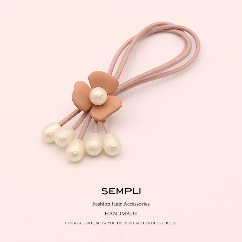 Резинки для волос Sempli женские нейлоновые эластичные резинки с цветами жемчугом