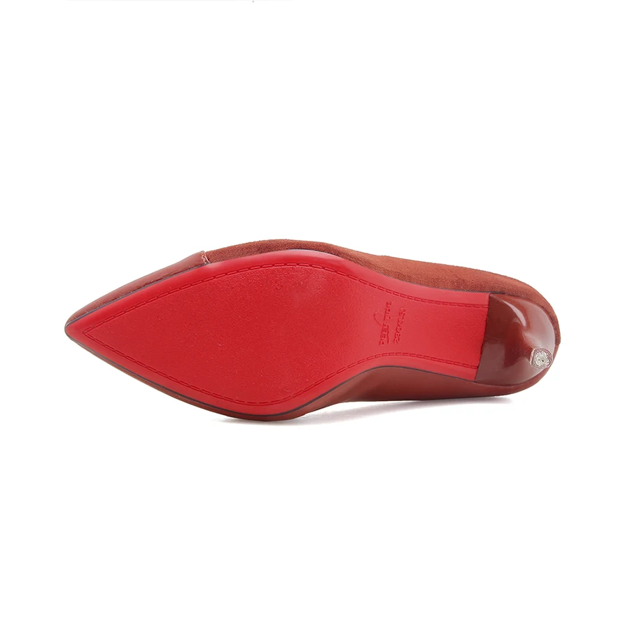 HQFZO мода шпильках каблуки 9 см из флока и PU Slip On мелкой свадебные женские туфли
