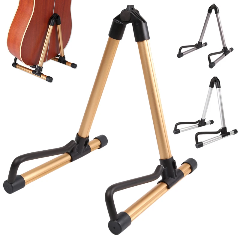 

High quality Portable Guitar hold A-Frame Sliver Gold gray Guitar Holder use for Acoustic Electric Guitars Guitar Bass Holder