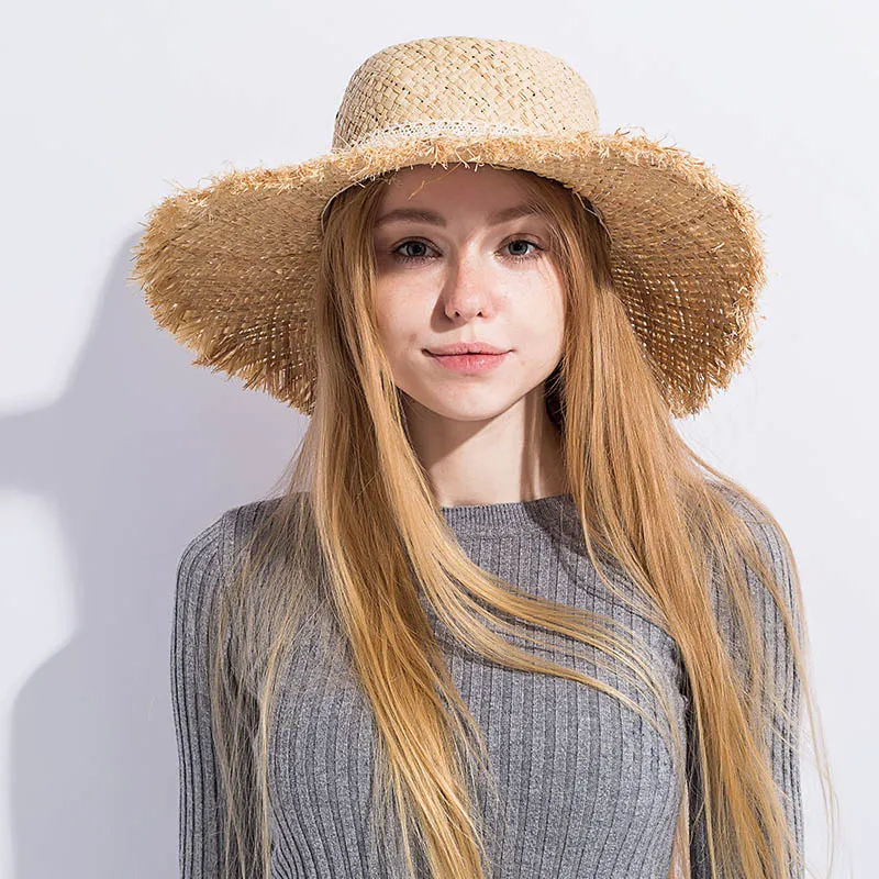 Шляпа из рафии с широкими полями женская Соломенная Панама от солнца в стиле джаз