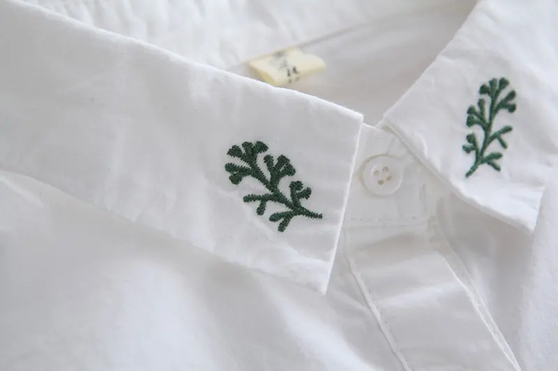 Dioufond осень Для женщин с длинным рукавом Вышивка блузка женские офисные