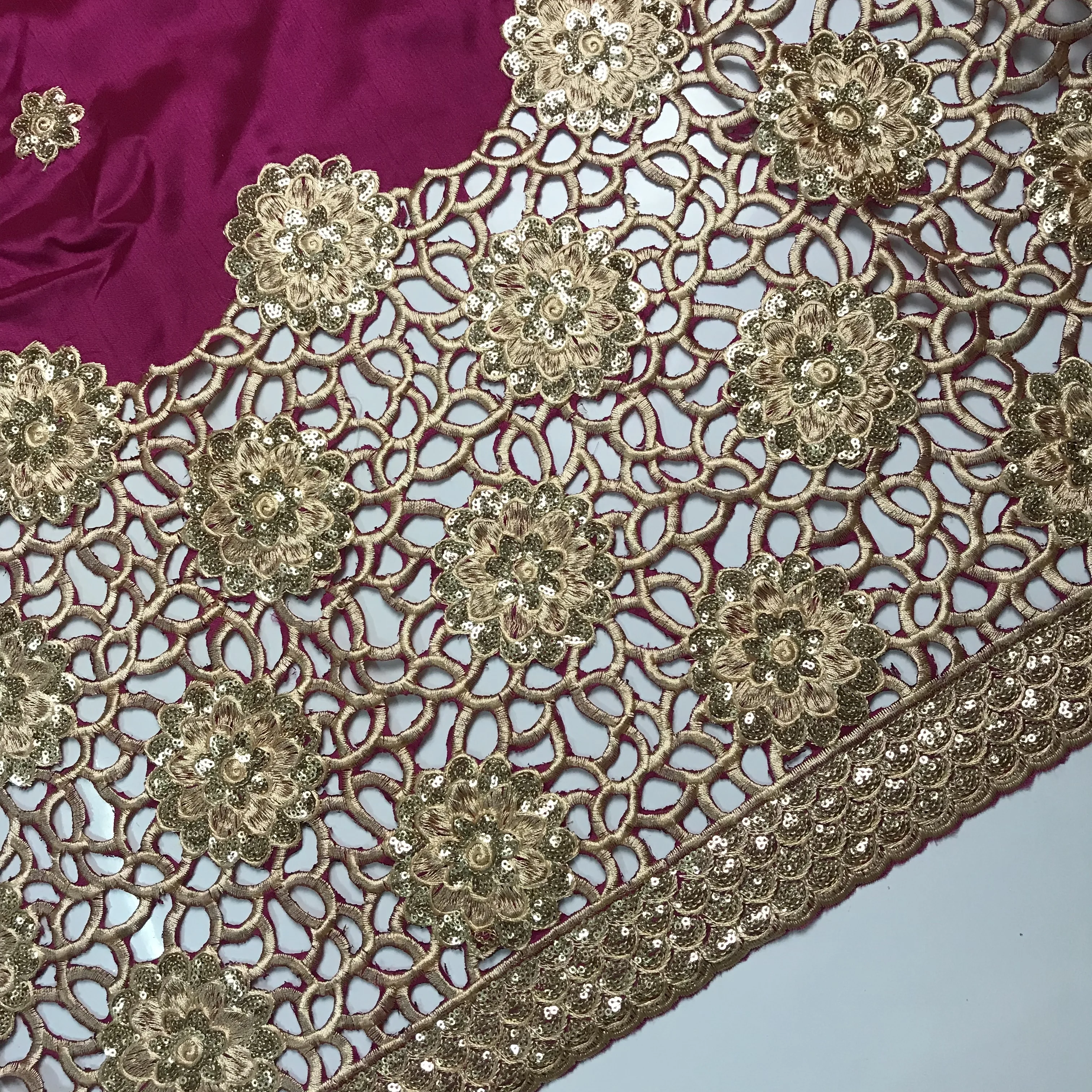 5 ярдов Fushia розовый Джордж кружева ткань блесток одежда последние новые шелковые