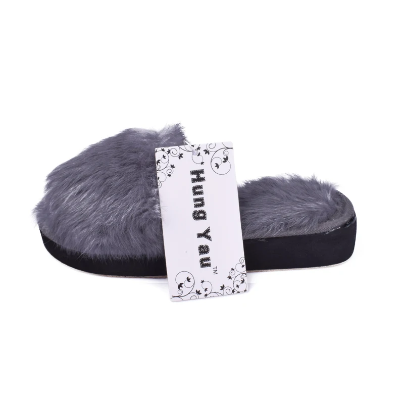 Женские шлепанцы 2018 зимняя теплая обувь из натурального меха женские тапочки