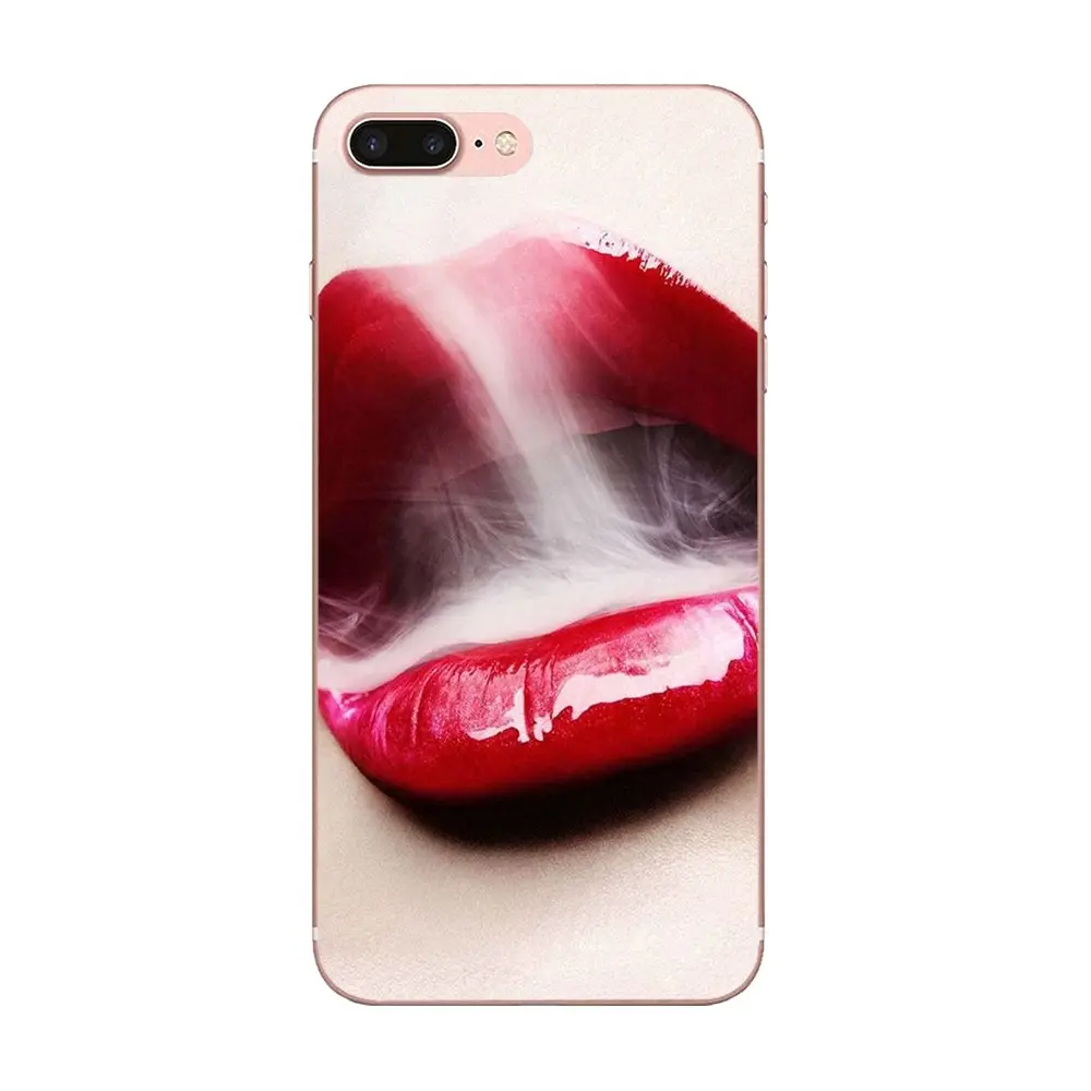 Мягкий чехол для телефона с принтом Красные сексуальные губы вампира Золотой зуб