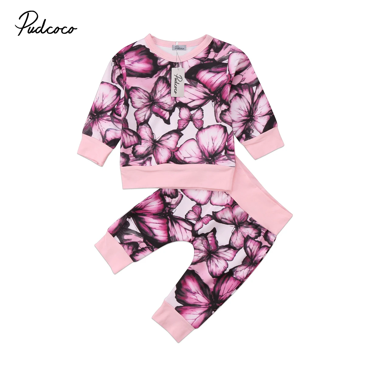 Pudcoco/комплект одежды из 2 предметов с бабочкой Одежда для новорожденных девочек