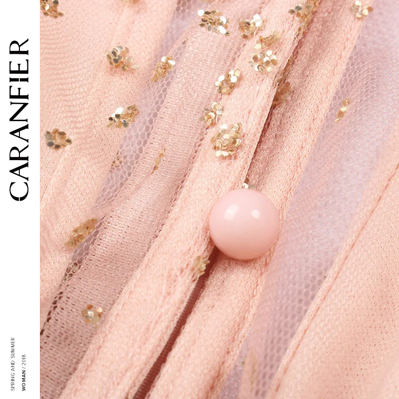 CARANFIER с длинным рукавом сексуальные платья блестками женская сексуальная сетка