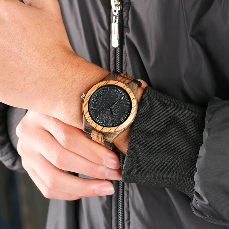 

Full Wood Watch for Men Clock Male Classic Black Dial Analog Quartz Movement Wooden Strap Wristwatch relogio masculino 2020 New