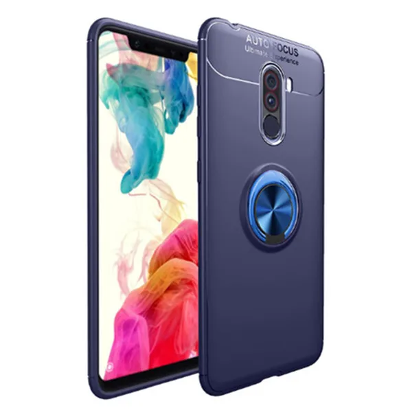 full blue Для Xiaomi Pocophone F1 автомобильный магнитный держатель для колец чехол для Pocophone F1 TPU Автофокус Невидимый палец кольцо гибридный автомобиль Hodeler - Цвет: full blue