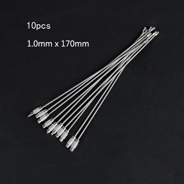 1.0mm x 170mm 10 шт. EDC проволока из нержавеющей стали брелок колцо для ключей брелок круг Веревка кабель петля открытый чемодан для поездки в лагерь бирка винт устройство блокировки - Цвет: 1.0mm x 170mm