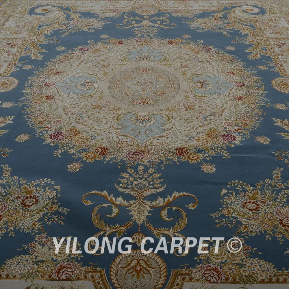 Yilong 8 3 'x 11 5' топ турецкий ковёр из шелка и шерсти ручной работы Синий