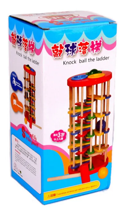 Wooden Children's Puzzle Knocking Ball Ladder Color Table Rolling Falling Baby Hands-on Toy |