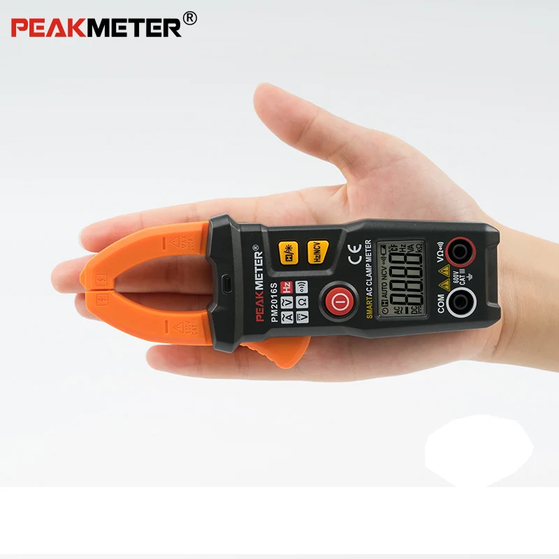 Официальный PEAKMETER PM2016S умный мини цифровой AC клещи мультиметр с сопротивлением частоты удержания данных NCV тестер