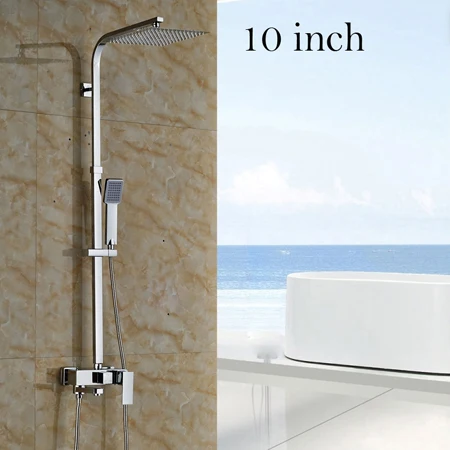 10 Inch Style Хром 8/10/1" настенное крепление ливневый душ на открытом воздухе кран Ванная комната с одной ручкой ванны полный набор для душа Смесители - Цвет: 10 Inch Style