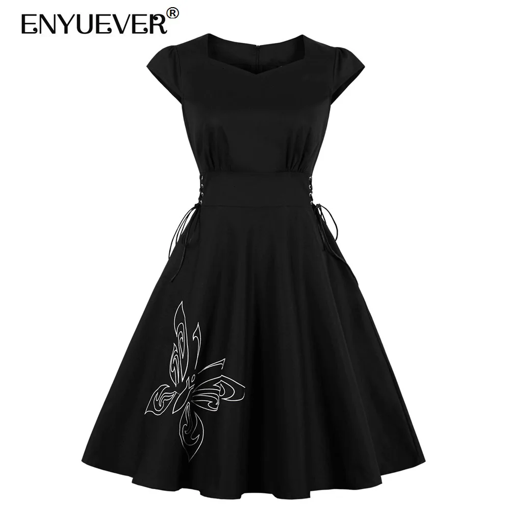 Enyuever стимпанк готическое Платье женское кружевное корсет Vestido Повседневная