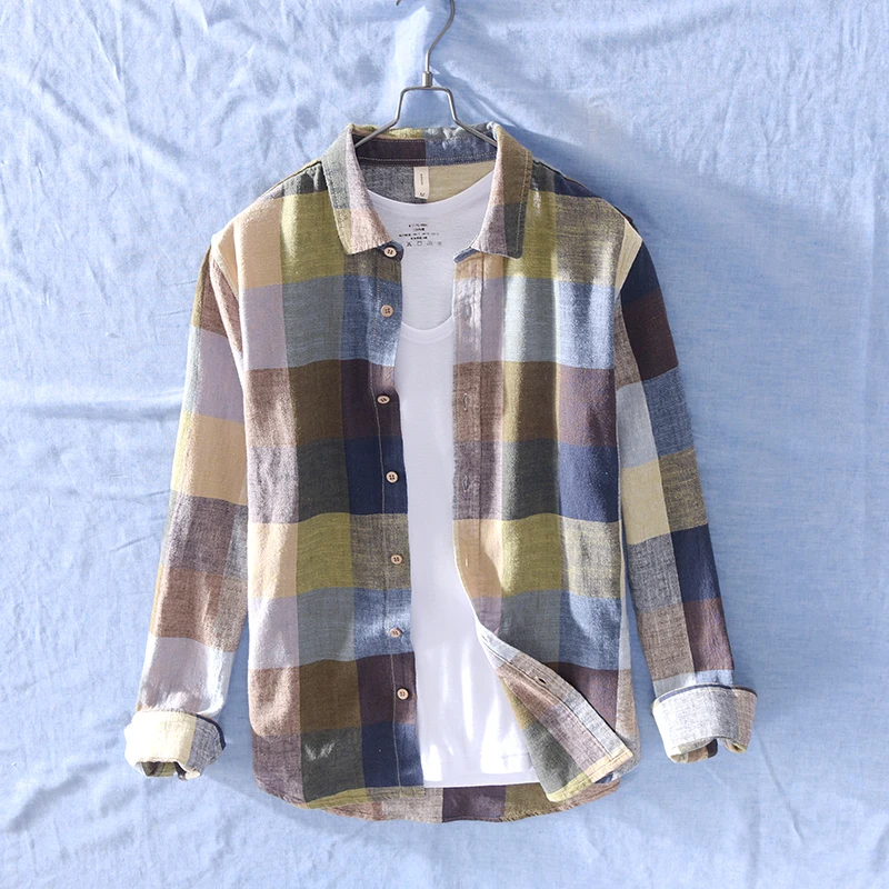 Vintage Chinese style Art linen+Cotton shirt Mens long Linen Shirts Summer Sleeve Casual Shirt Social Plus Size M-3XL | Мужская одежда