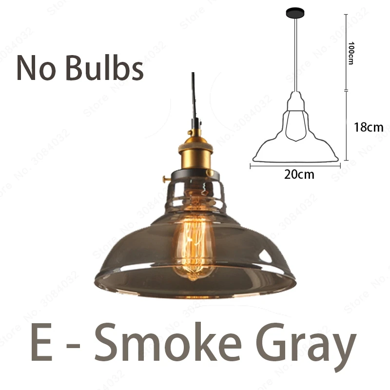 Smoky Grey-E BDBQBL светодиодный Лофт винтажная подвесная люстра, подвесные светильники подвесной светильник стеклянный канат промышленный дымчатый серый Colgante Luster кухонный сад - Цвет корпуса: Smoky Grey-E