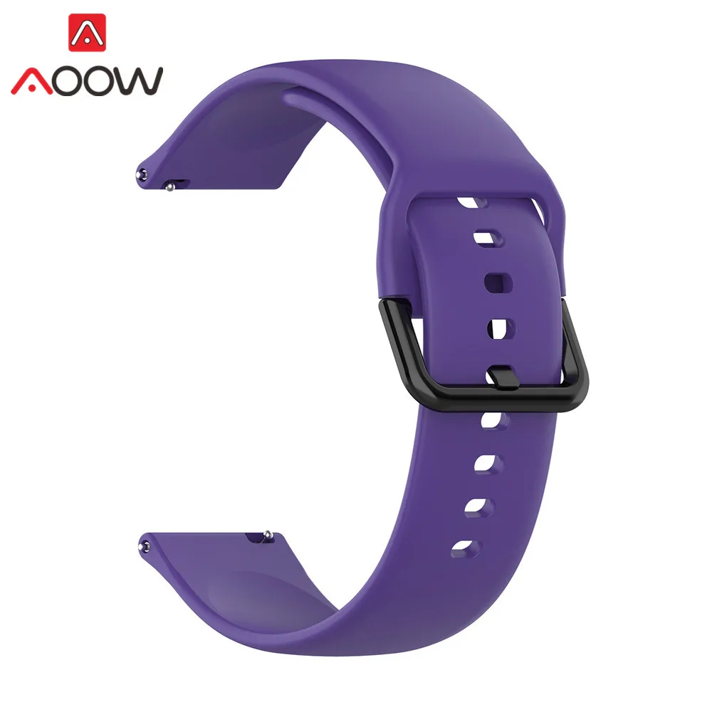 Purple 20 мм мягкий силиконовый ремешок для часов samsung Galaxy Watch Active 42 мм gear S2 спортивный водонепроницаемый женский мужской браслет R500 - Цвет ремешка: Purple