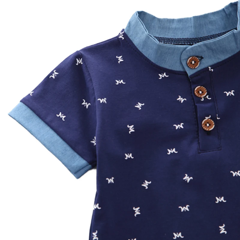 Летняя детская блузка с короткими рукавами и цветочным принтом для мальчиков