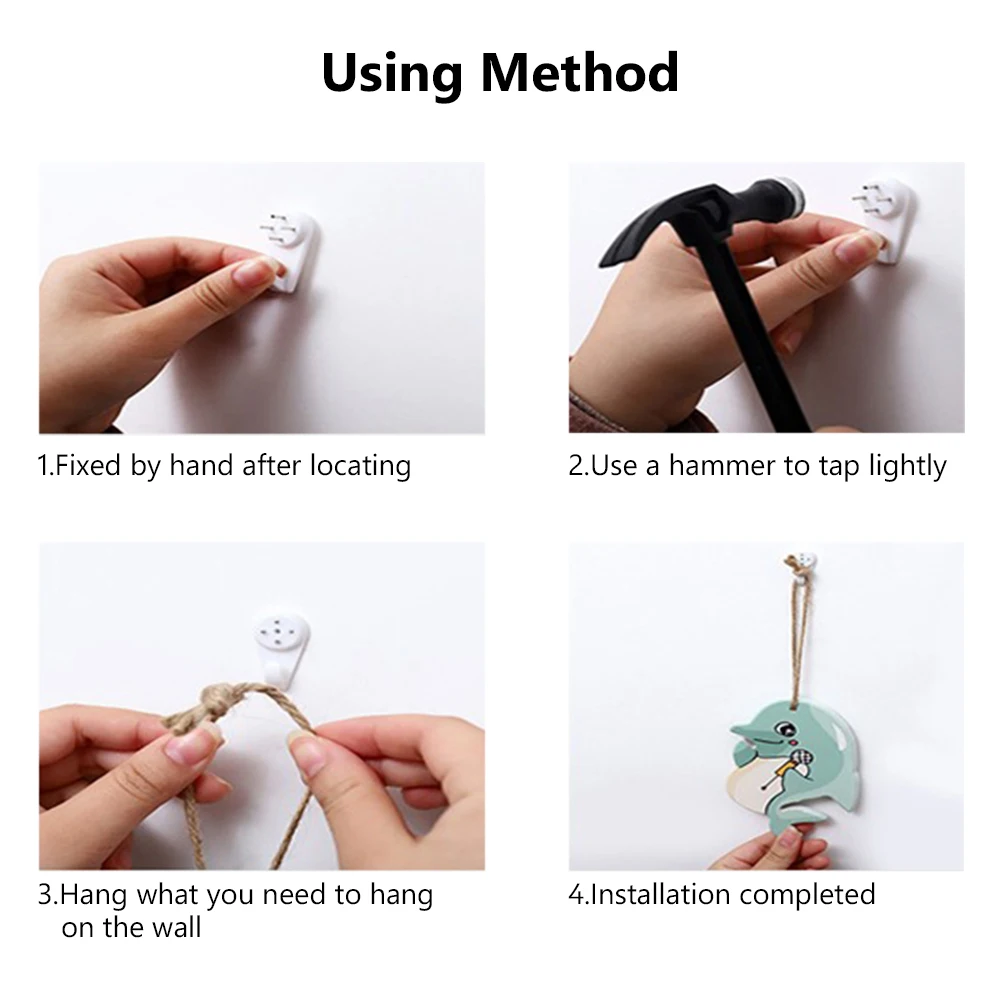 

80PCS Hanger Wall Hooks Seamless Nail Hanging Photo Picture Home Decor Multi Function White Mount Clock Frame Plastic Invisibl