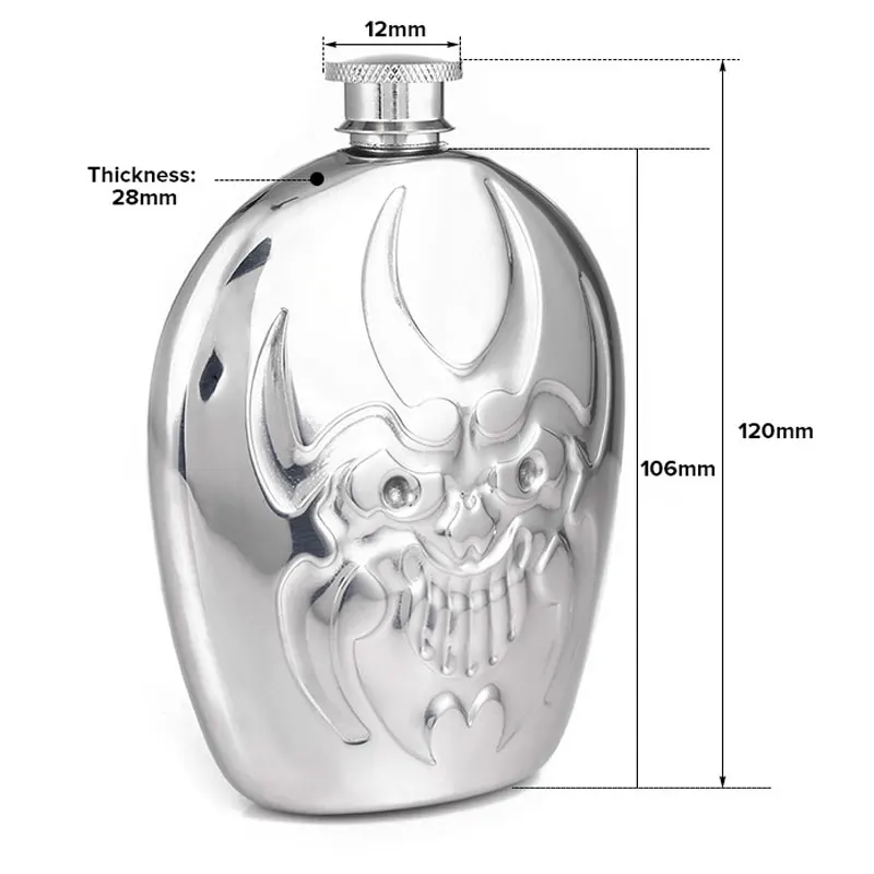 6 унций Портативный Будда призрак лицо нержавеющая сталь фляга зеркало