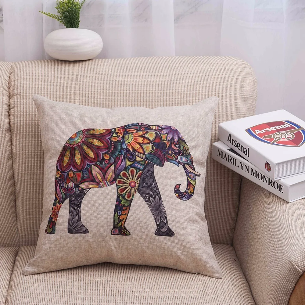 1 шт. наволочка с индийским слоном Рождественская хлопковая льняная для подушки