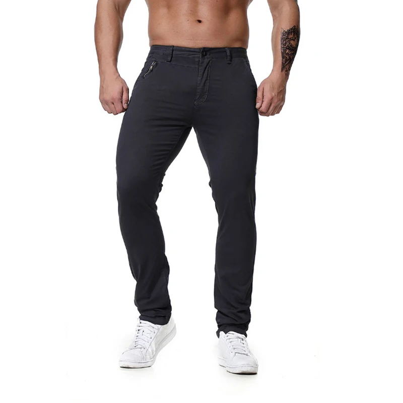 2019 новые Повседневное мужские брюки весна/лето/осень/зима Slim Fit Хлопок прямые