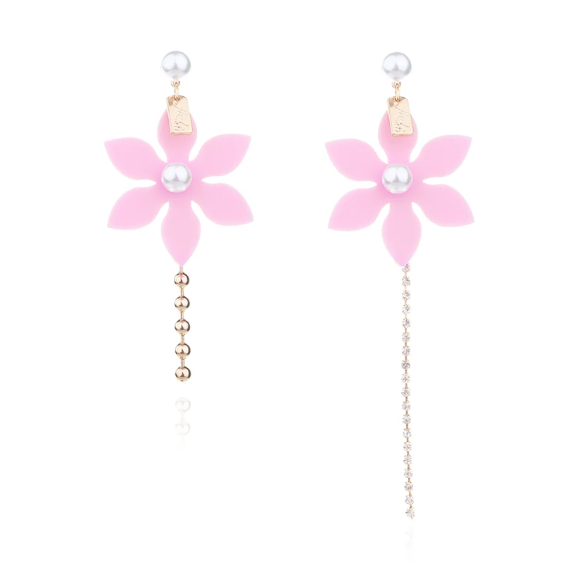 2018 новые модные асимметричные серьги с большими цветами темперамент