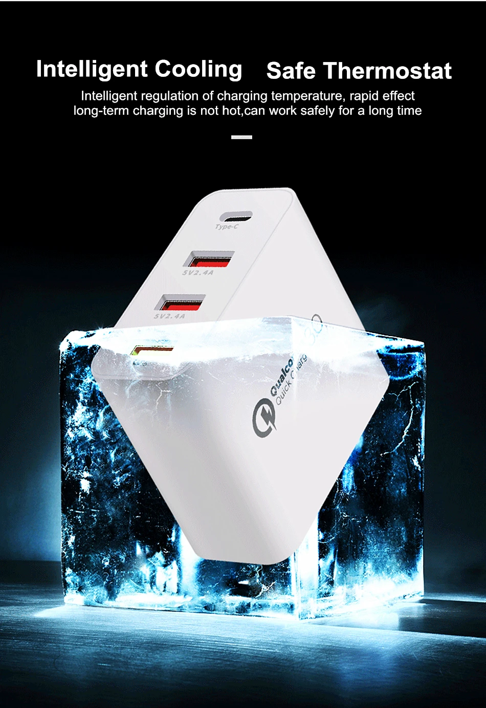 Amstar 36 Вт Quick Charge 3,0 USB Зарядное устройство Тип C благодаря зарядному устройству QC 3,0 4 Порты и разъёмы адаптер для iPhone samsung huawei Xiaomi дорожное настенное зарядное Зарядное устройство