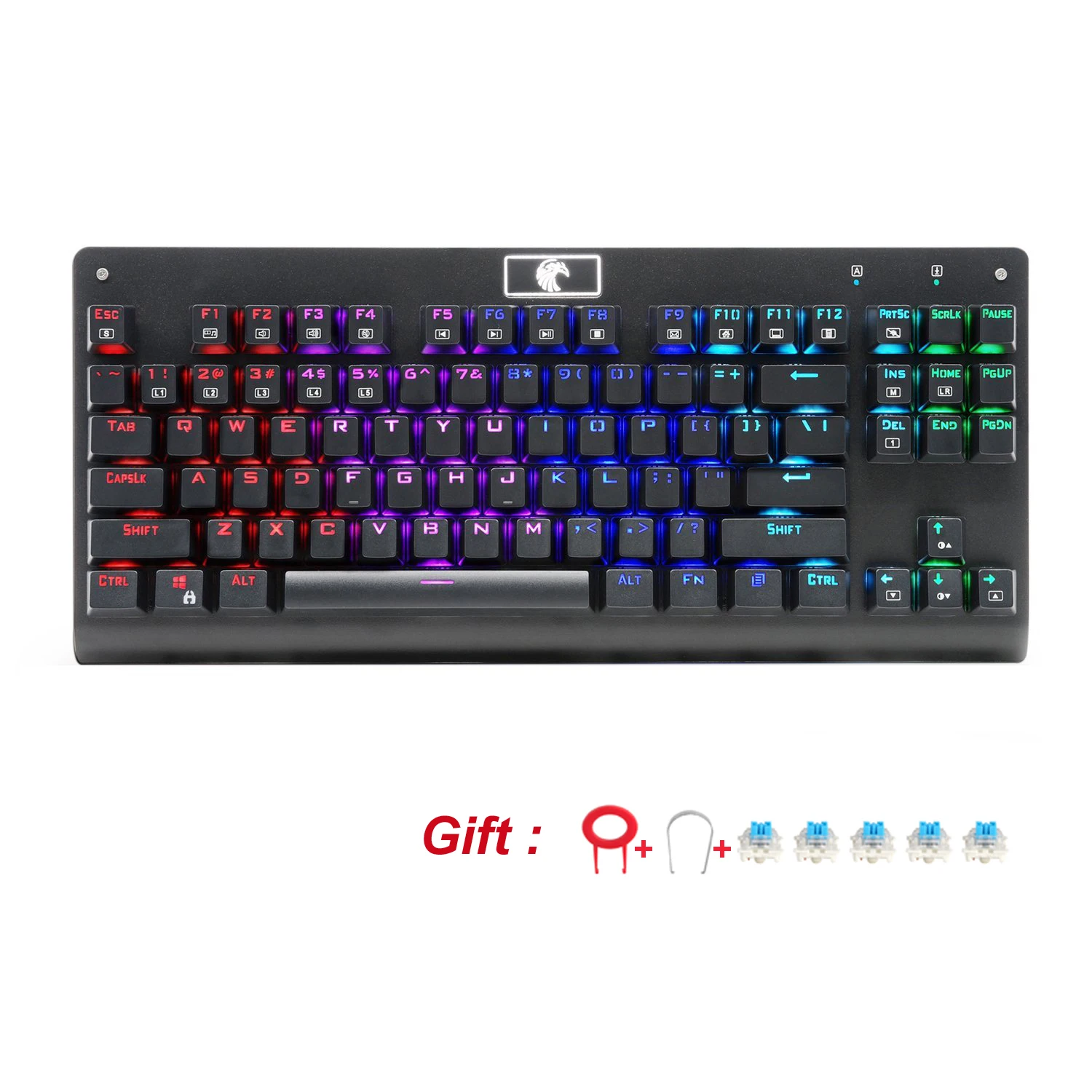 Z-77 Eagle RGB с подсветкой Tenkeyless Механическая игровая клавиатура 87 ключ синий переключатель анти-ореолы тактильная Clicky Gamer клавиатура
