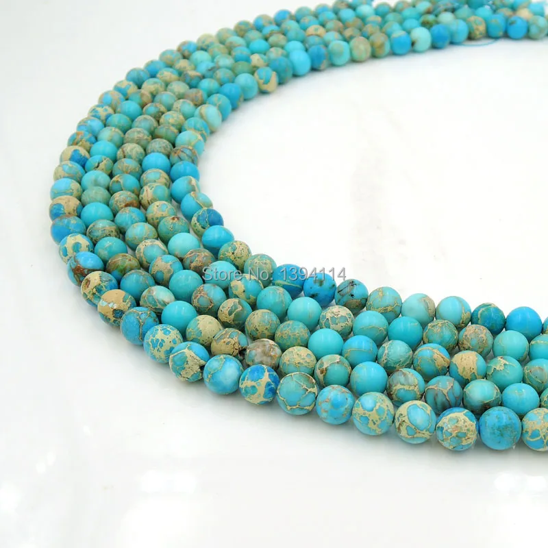 Морской осадочный Imperial Stone Cyan нитка круглых бусин для изготовления браслетов или