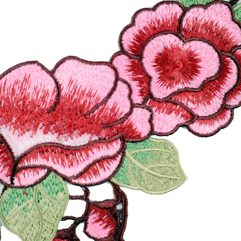 Pink Flower Collar Sew on Patch Applique Embroidered Neckline Lace Sewing Patches Sticker For Dress Clothing NL267 | Дом и сад