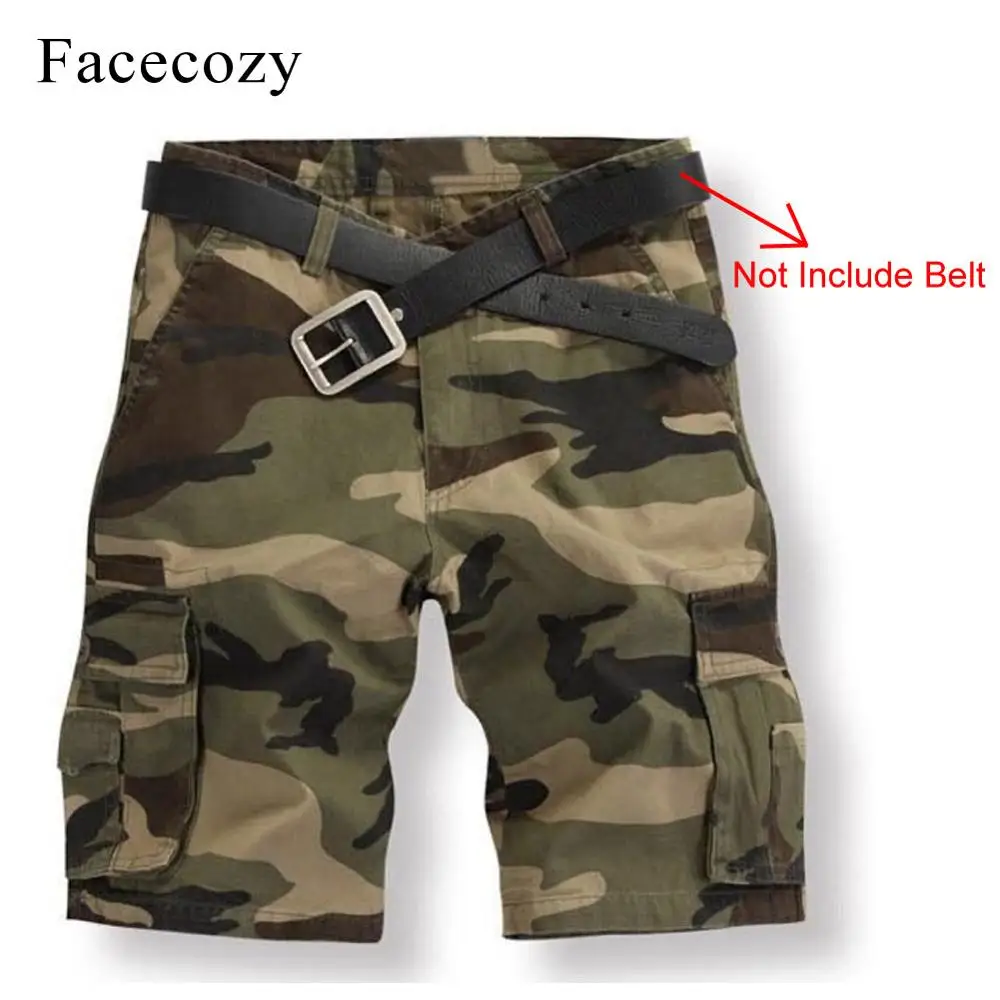 dark green Camouflag Facecozy мужские летние камуфляжные спортивные шорты, мужские тактические военные шорты для рыбалки с несколькими карманами - Цвет: dark green Camouflag