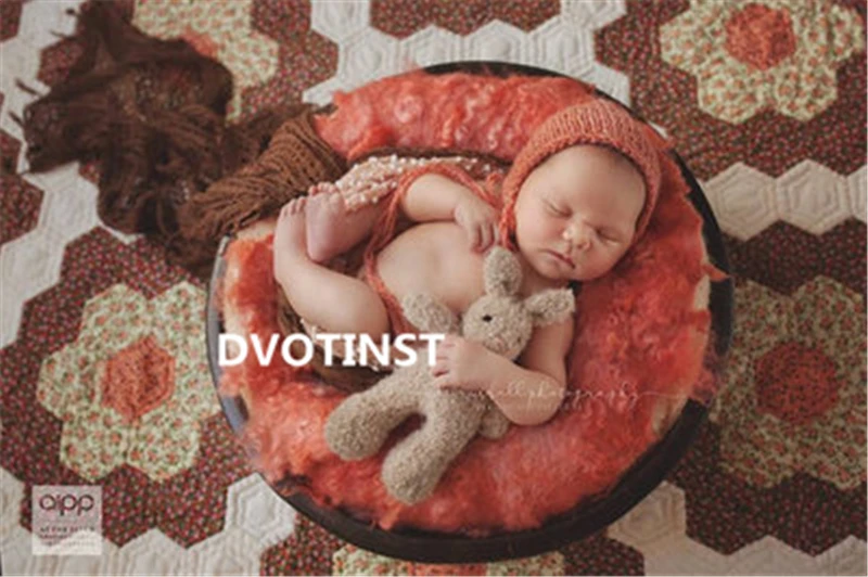 Dvotinst Newborn Baby Photography Props Wool Basket Background Round Blanket Mat Fotografia Accessory Studio Shooting Photo Prop | Детская