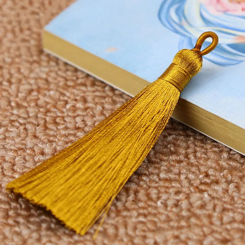 Earthy yellow Горячая 1 шт. Закладка с кисточкой ручной работы для закладки длинные шелковые кисточки DIY 8 см Высокое качество ремесла Вышивка бисером бахрома отделка - Цвет: Earthy yellow