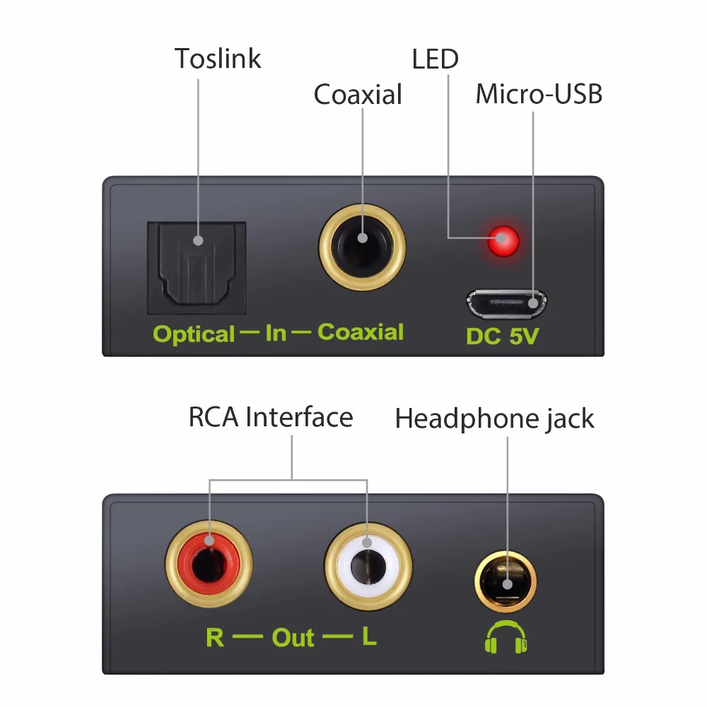 ESYNiC цифро-аналоговый аудио конвертер 2 x RCA R/L 3 5 мм Jack выход Toslink коаксиальный