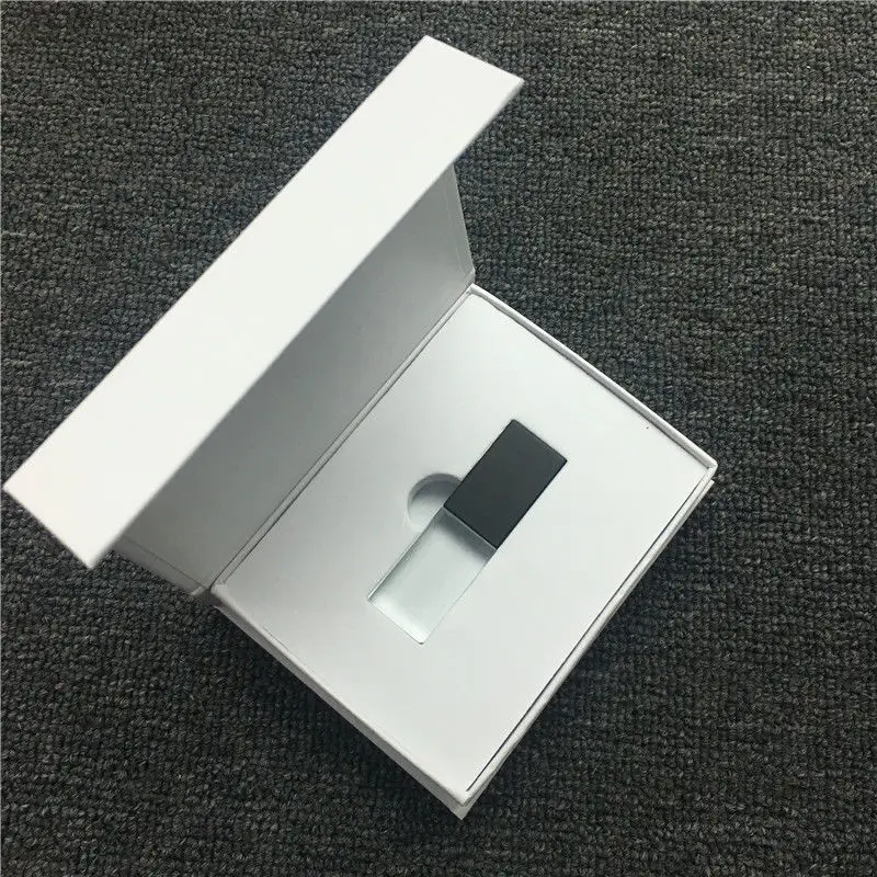 Black Пользовательский логотип Кристалл Usb 2,0 флэш-накопитель с подарочной коробкой 2 ГБ 4 ГБ 8 ГБ 16 ГБ 32 ГБ 64 ГБ(белая или черная коробка - Цвет: Black