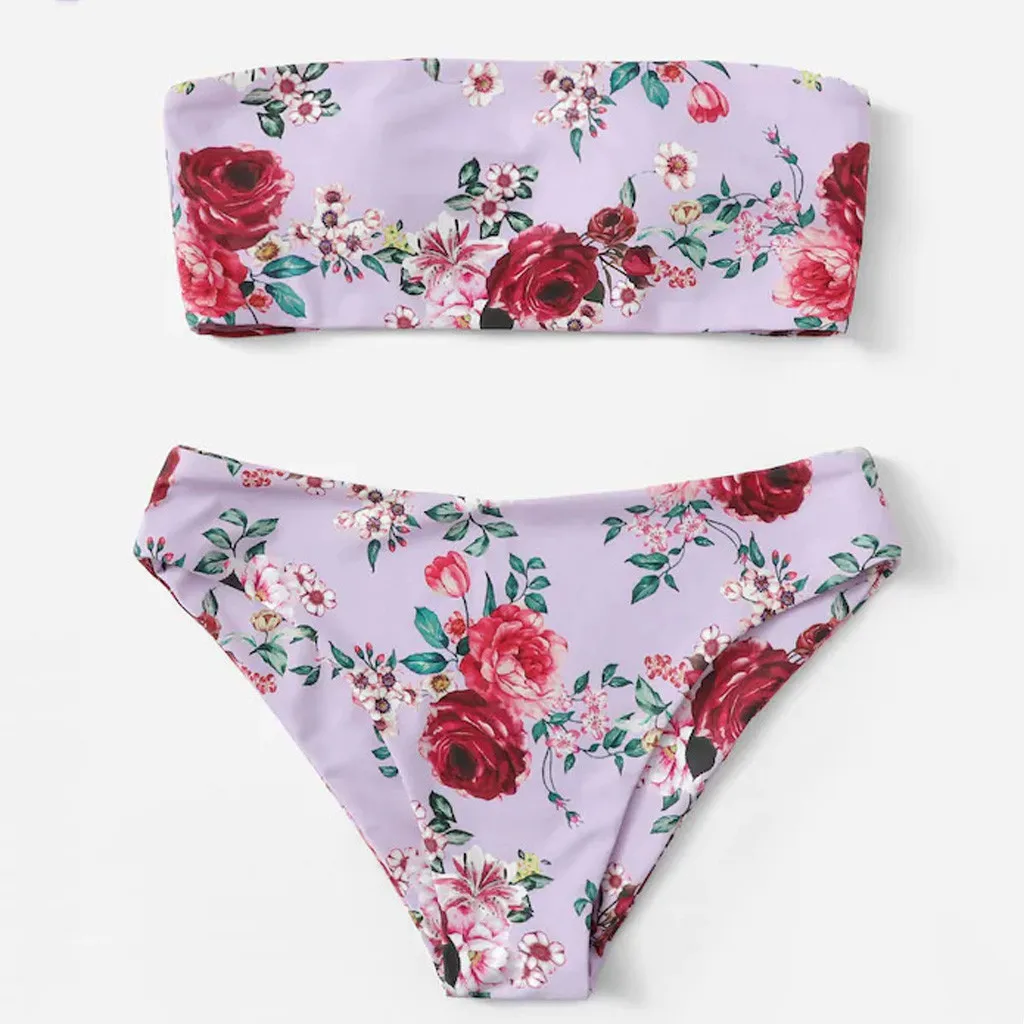 Женский сексуальный раздельный купальник с принтом пляжный женский бикини