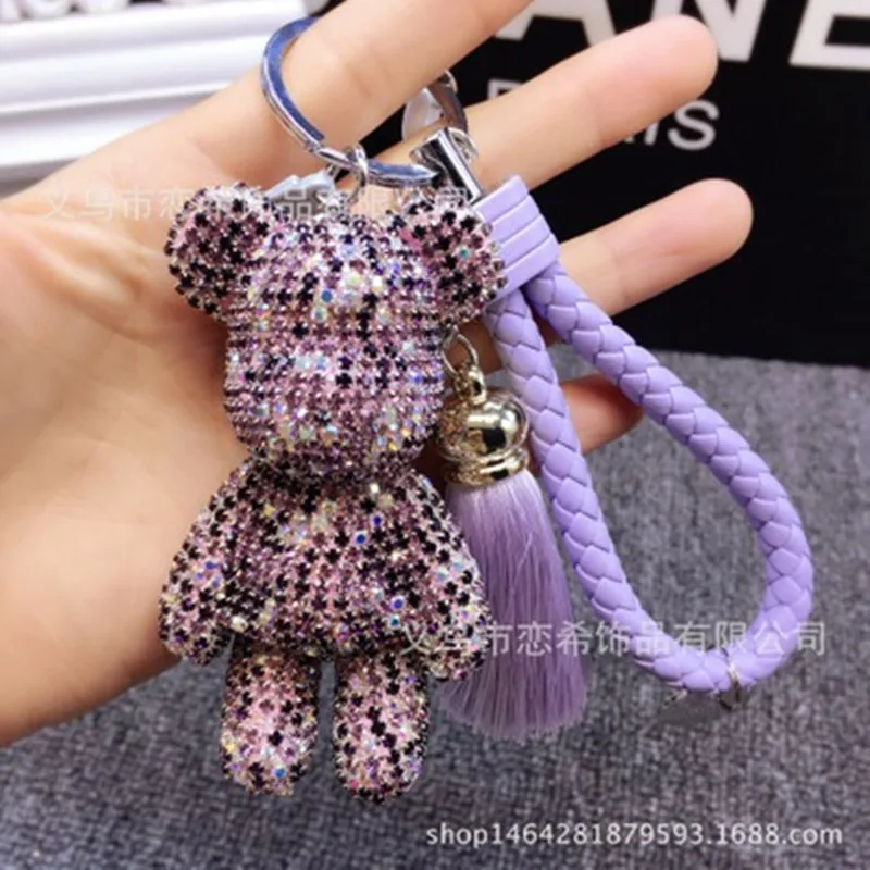 Роскошный брелок ручной работы со стразы Хрустальный Мишка Брелок для ключей с