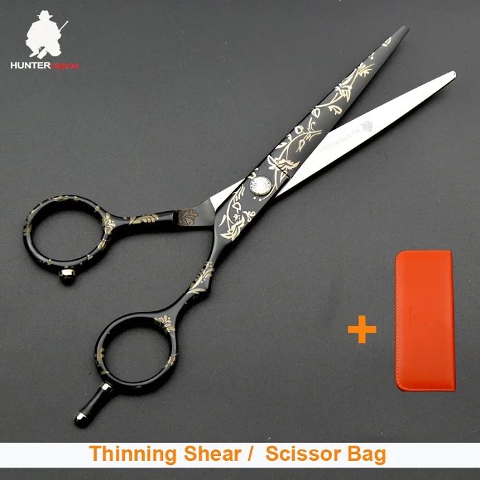 5 5in cutter and bag Скидка 40% на HUNTERrapoo 5,5 дюймов HT9140 Парикмахерские ножницы комплект для стрижки волос ножницы и филировочные ножницы для парикмахерской триммер клипер - Цвет: 5 5in cutter and bag
