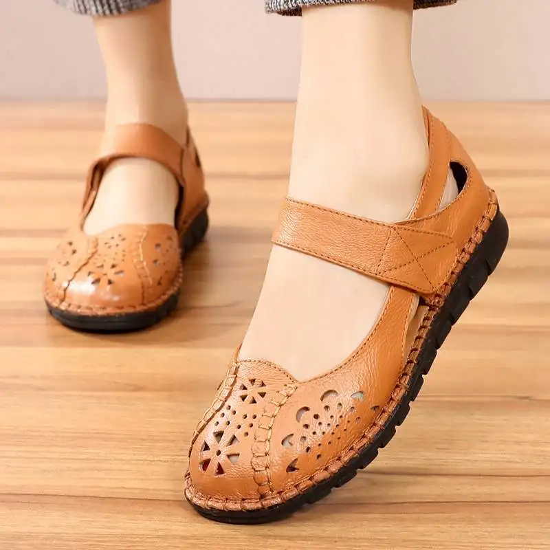 Женские сандалии ручной работы GKTINOO повседневные из натуральной кожи на мягкой