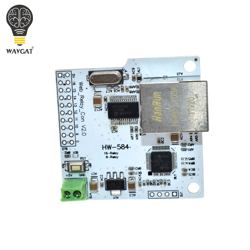 WAVGAT 8-канальный 28J60 W5100 RJ45 сетевой релейный переключатель управления 5 в