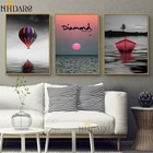 Плакаты и искусственная живопись, черно-белая лодка, пейзаж восхода солнца, настенные картины для гостиной, современный скандинавский домашний декор