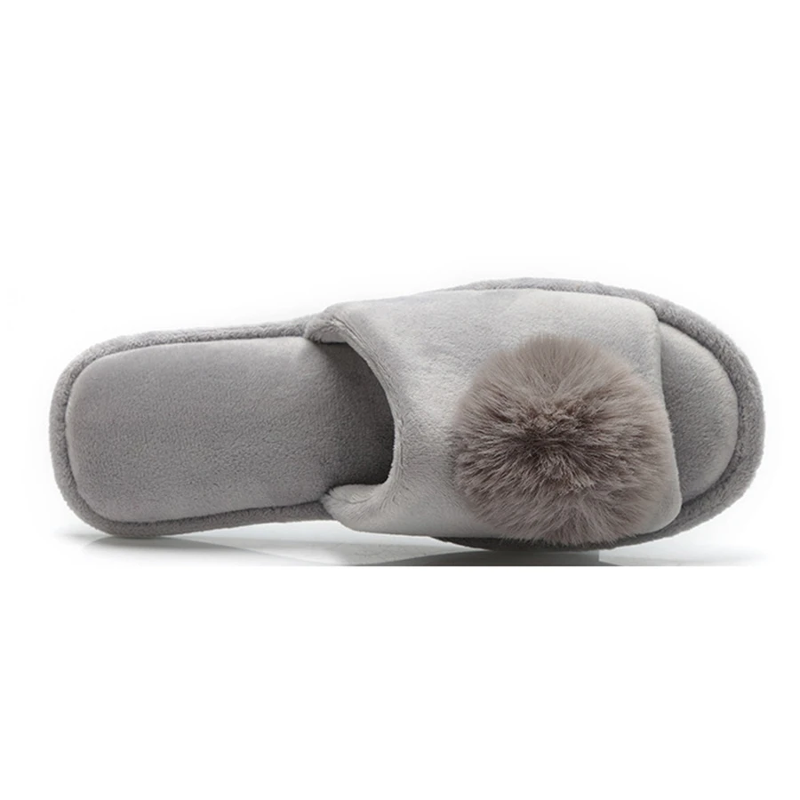 Зимние теплые мягкие плюшевые шлепанцы из искусственного кроличьего меха с