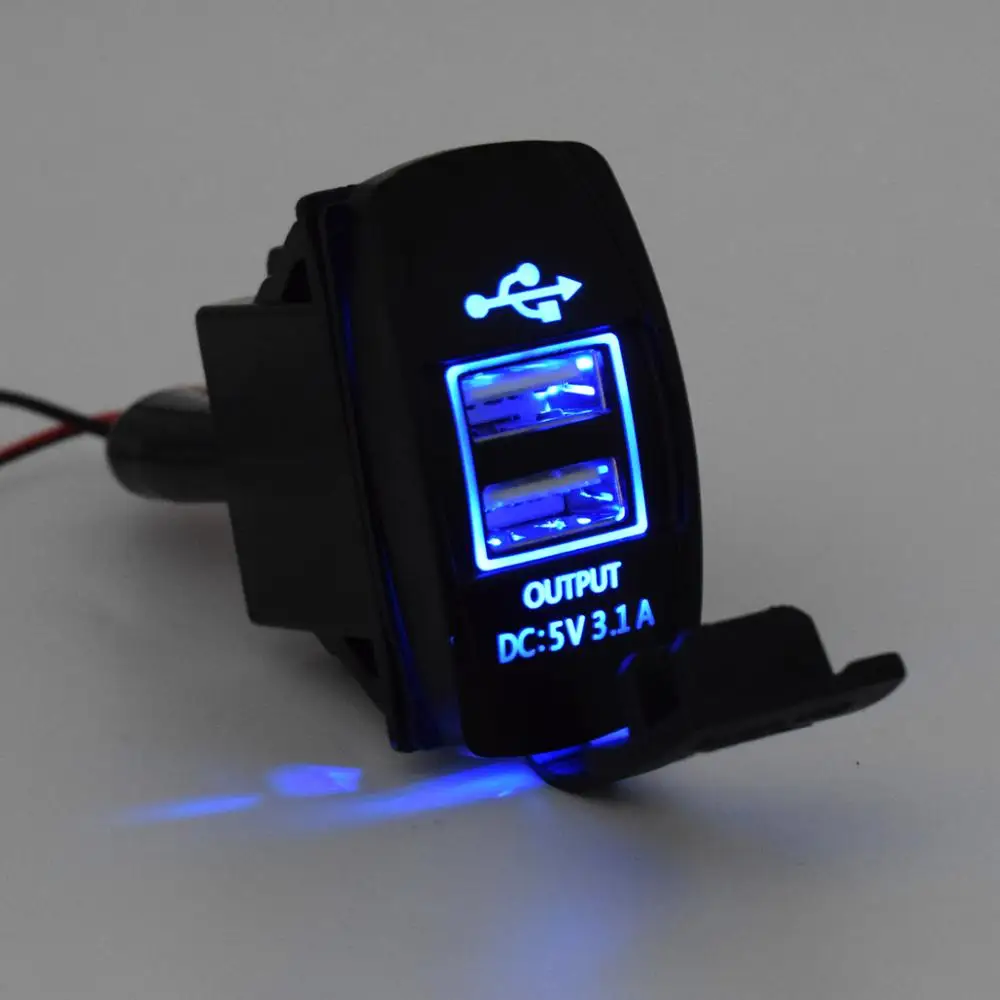 Blue Light XCGaoon Универсальный двойной USB Автомобильное зарядное устройство адаптер питания 5 В 3.1A 2 USB разъем для iPhone IPad samsung fit Honda Toyota Nissan и т. Д - Название цвета: Blue Light