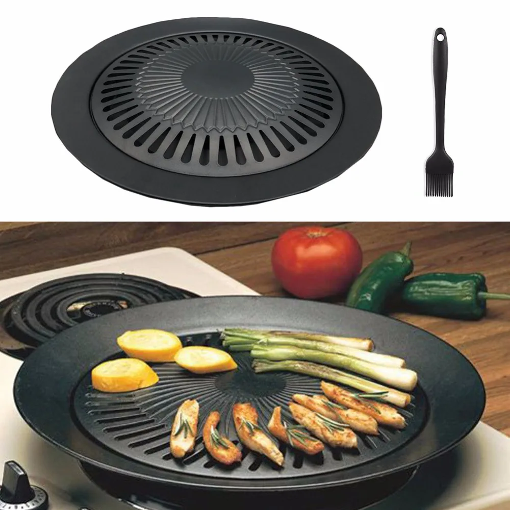 

European BBQ tool Household Smokeless Non-stick BBQ Grill Pan Barbecue Baking Cooking Sheets Cooking Tool Kitchen Accessories