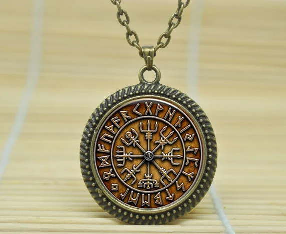 1 шт. Vegvisir викинг компас подвеска драгоценности стекло кабошон ожерелье A3911|jewelry